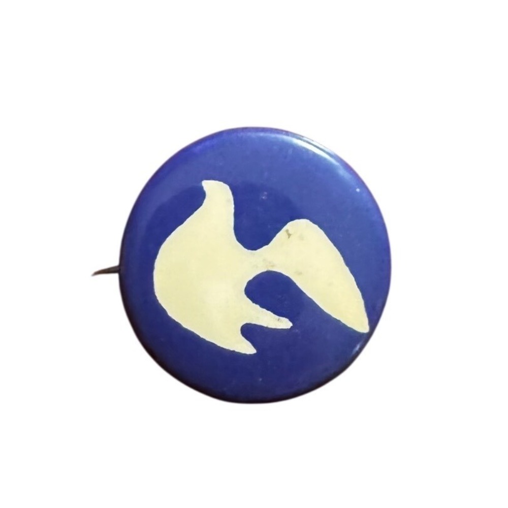 Vintage Blue White Bird Dove Peace Pinback‎ Button Round Small Badge 0.75 Inch
